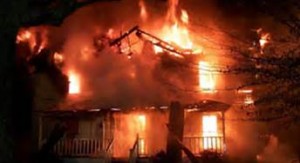 home engulfed in flames