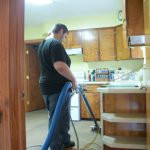Carpet cleaning tech in action