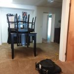 Furniture lifted up for carpet cleaning