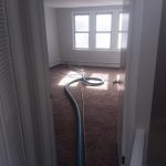 Carpet cleaning hoses run to 2nd floor