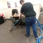 Cleaning carpet in commercial offices
