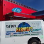 Carpet cleaning van in front of LCBC Church ready to clean